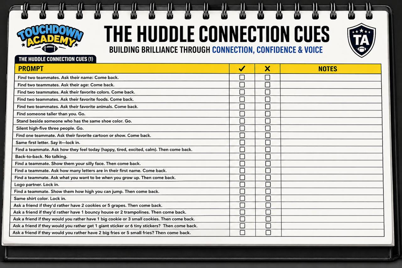 The Huddle Connection Cues – Coach Flip System